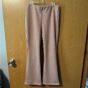 Altar’d Stayw Checkered Flare Pants in Orange and White